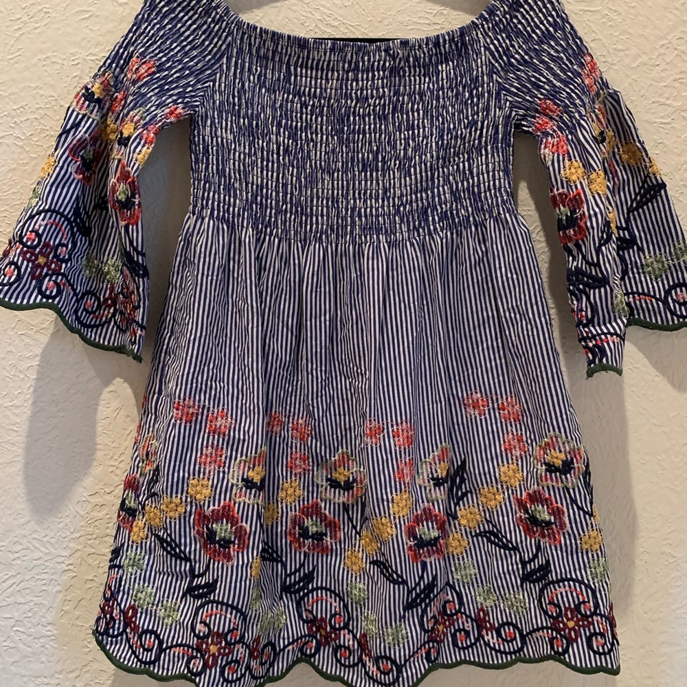Flying Tomato Striped Embroidered Dress